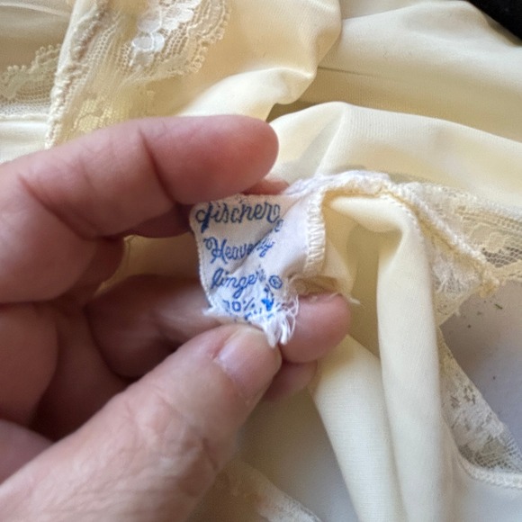 Vintage Fischer Heaven Lingerie Ivory White Lace Trim Maxi Nightgown Dress - Picture 7 of 8